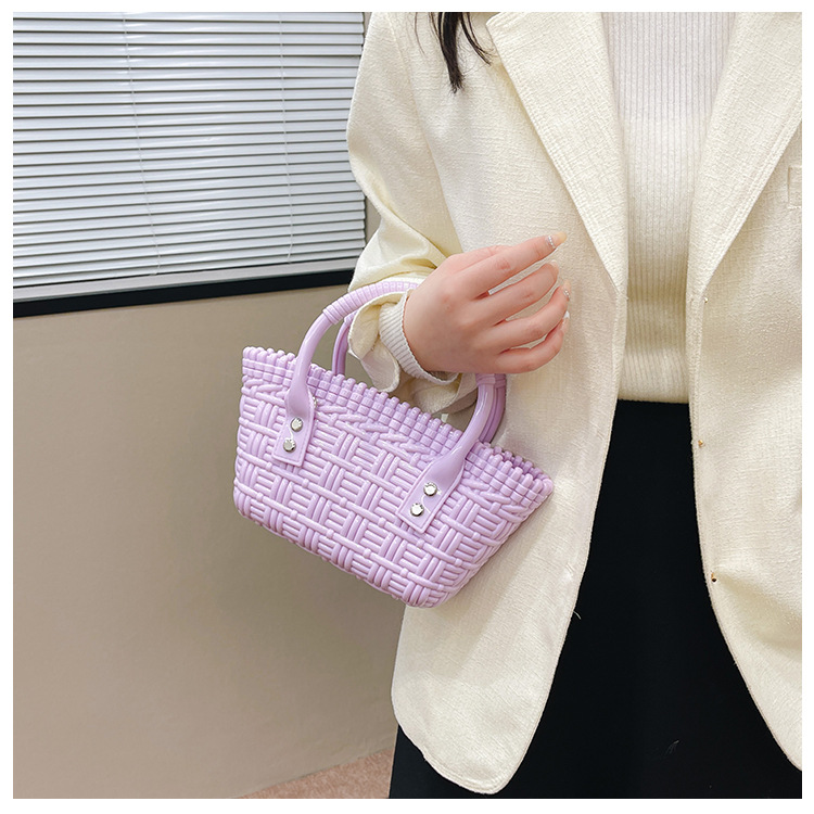 2025 New trendy and versatile crossbody mini vegetable basket jelly bag, fashionable hand-held woven bag, mini tote women's bag undefined