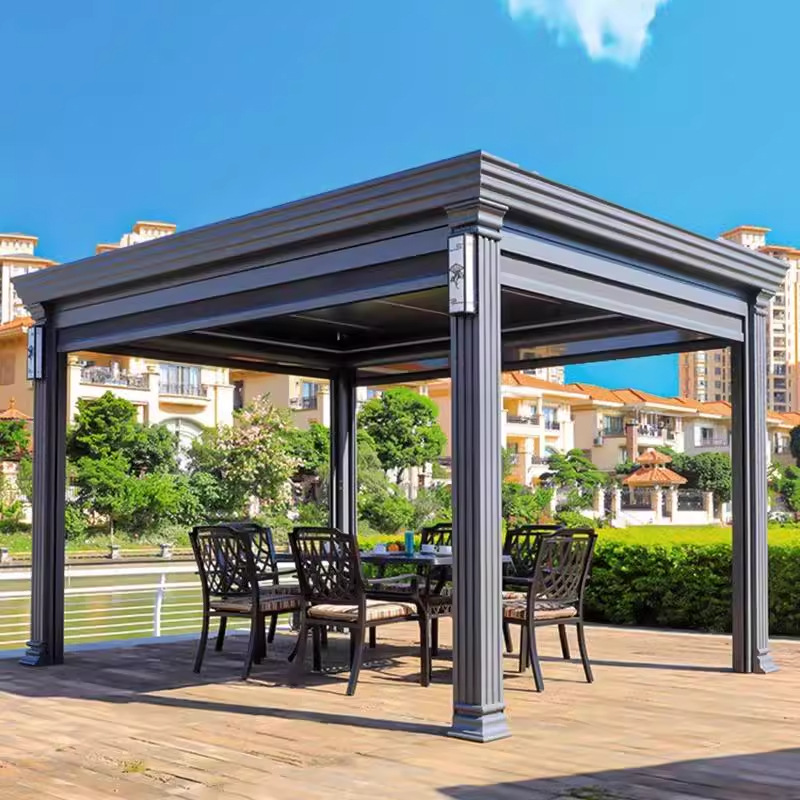 Villa patio pabellón al aire libre aleación de aluminio chino sombrilla al aire libre terraza jardín ocio pabellón ciego europeo