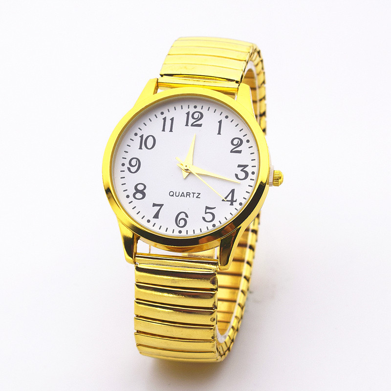 Fashion men's large digital plate women's watch spring elastic band middle-aged and elderly watch activities gift quartz watch men's watch