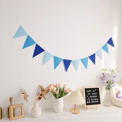 Fiesta de cumpleaños bandera Decoración habitación de los niños jardín de infantes decoración colgante cadena bandera arreglo fieltro triángulo bandera colorida decoración de la bandera