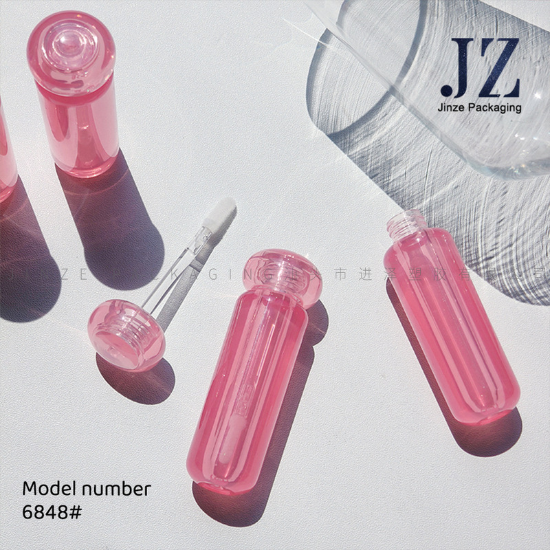 Jinze スポットラウンド透明ピンクフラットカバーリップ釉薬チューブプラスチック空チューブ包装材|undefined