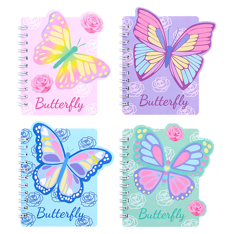Weibo creativo bobina de dibujos animados libro estudiante mariposa portátil pequeño cuaderno lindo niños pequeño regalo texto