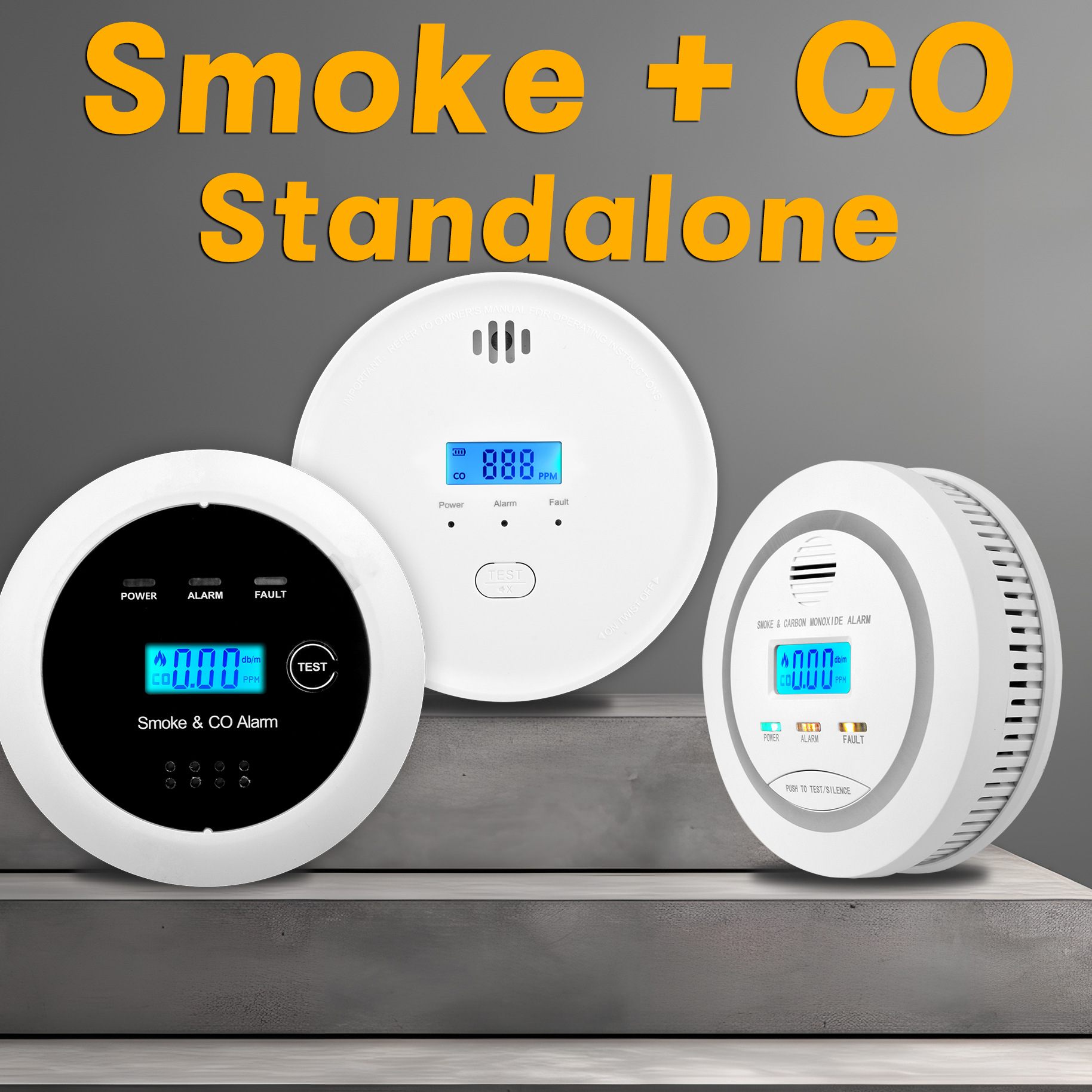 Ce Fcc Rohs Composite Alarm Smoke Carbon Monoxide Two-In-One Detector Independent Sound and Light Alarm