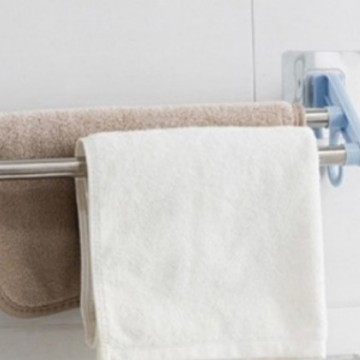 Sin perforaciones de doble barra toallero baño cocina almacenamiento rack de plástico de acero inoxidable toallero