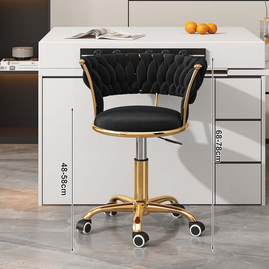 Silla de computadora de lujo ligera para niñas dormitorio confortable silla de elevación giratoria silla de manicuras silla de pollas silla de bar de maquillaje image 7