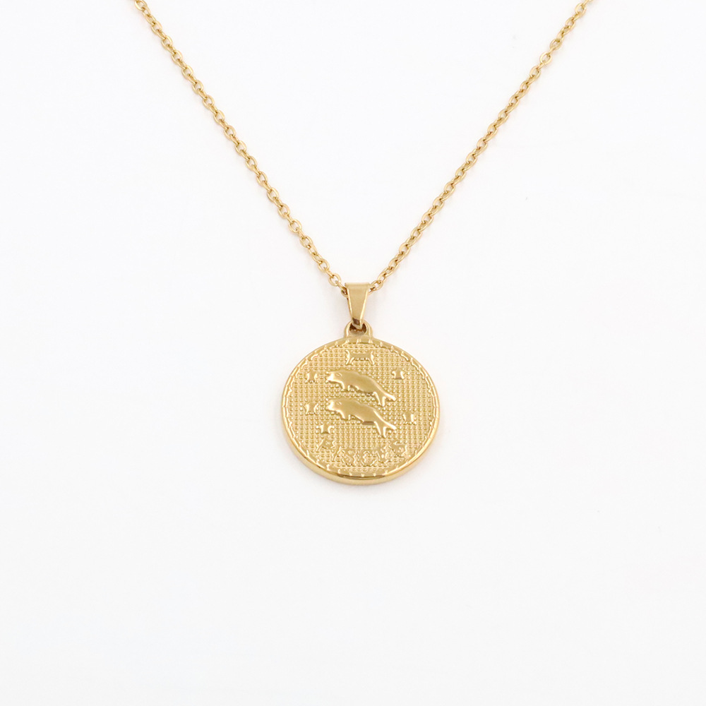 18g Weight Pendant Necklace Classification 1 Piece Quantity Daily Occasion Stainless Steel, Titanium Steel Material Constellation Pattern Unisex Gender Plating Design Streetwear Style Streetwear Constellation Stainless Steel Titanium Steel Pendant Necklace In Bulk 13