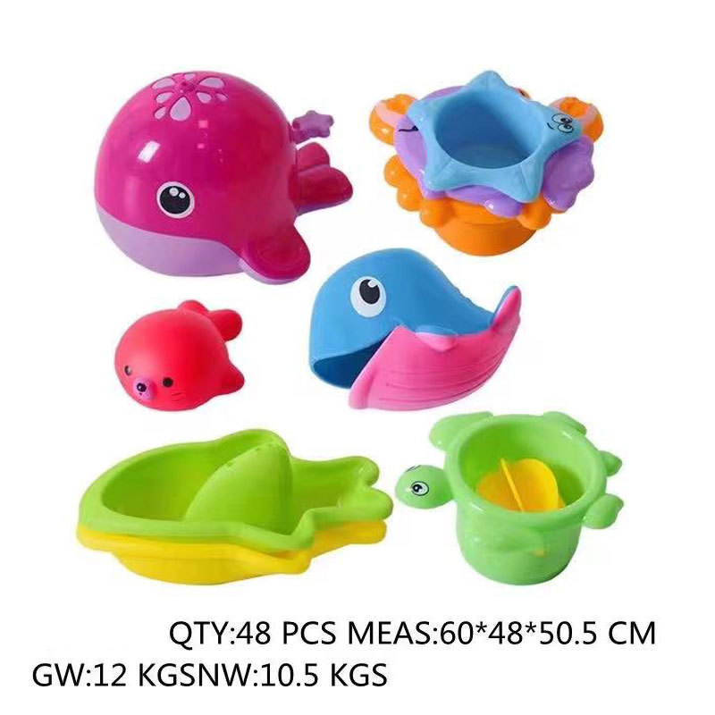 Baño DE LOS NIÑOS juguetes de agua océano baño de agua aerosol de vinilo animal apilados taza combinación traje