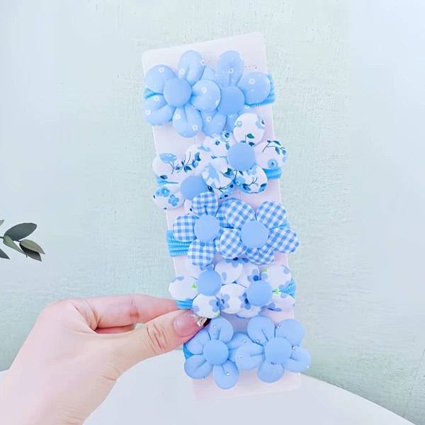 Blue double flowers 5 pieces