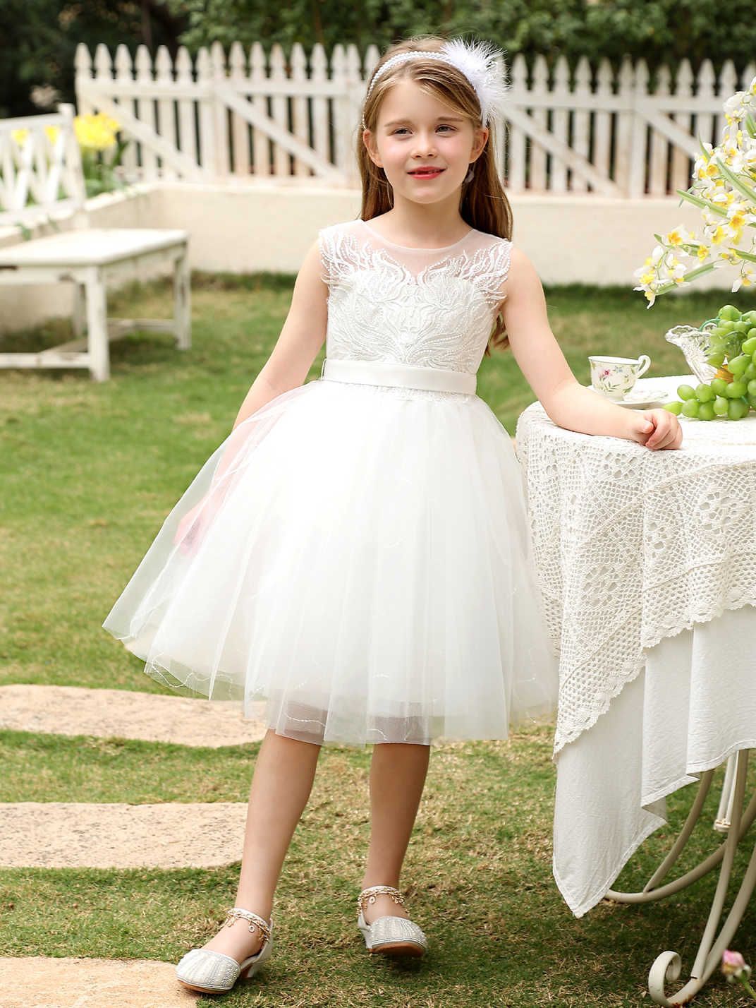 Vestido de niños transfronterizos princesa niñas vestidos de niñas vestidos de boda corto sin mangas