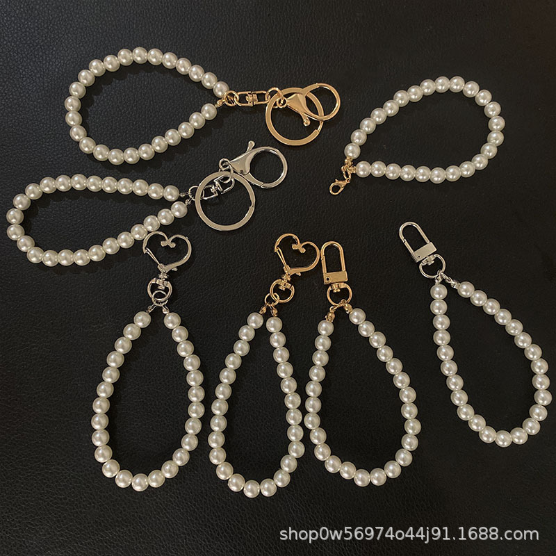 DIY Glass Imitation Pearl Short Chain Bag Pearl Chain Accessories Keychain Pendant Wholesale Mobile Phone Chain