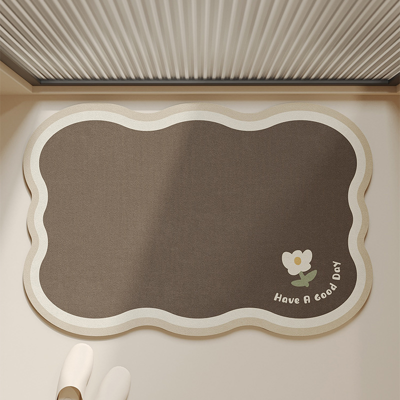Diatom mud mat household cartoon flower bathroom mat bathroom door absorbent non-slip mat a generation of hair
