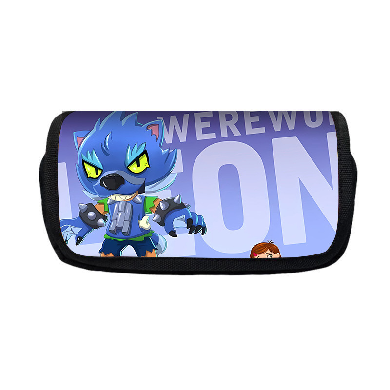 Nuevo salvaje bolsas de lápiz de estudiantes de gran capacidad caja de papelería personaje creativo de niños caja de lápiz doble lote transfronterizo