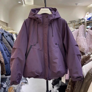 2025年新款冲锋衣女工装连帽百搭春秋款休闲显瘦宽松夹克风衣