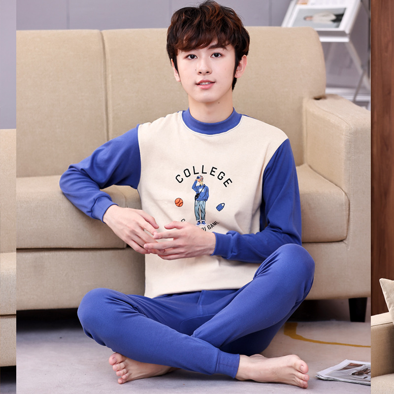 Adolescentes medio y grande ropa interior para niños traje de niños extra grande ropa de otoño pantalones largos traje suéter de algodón ropa interior larga para hombres