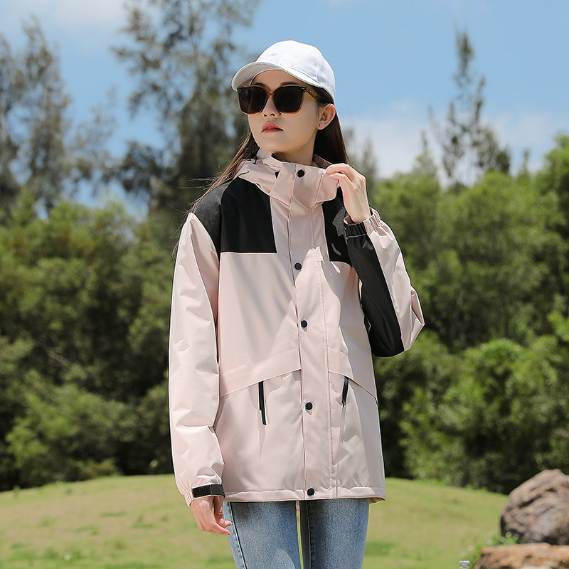 Chaqueta al aire libre para hombres y mujeres tres en uno desmontable de dos piezas impermeable y transpirable forrado de vellón engrosado traje de Montañismo senderismo