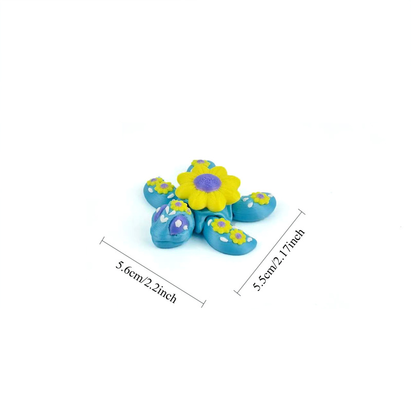 跨境新款3D打印小黄花海龟全身关节可动造型自由摆动创意玩具装饰|undefined
