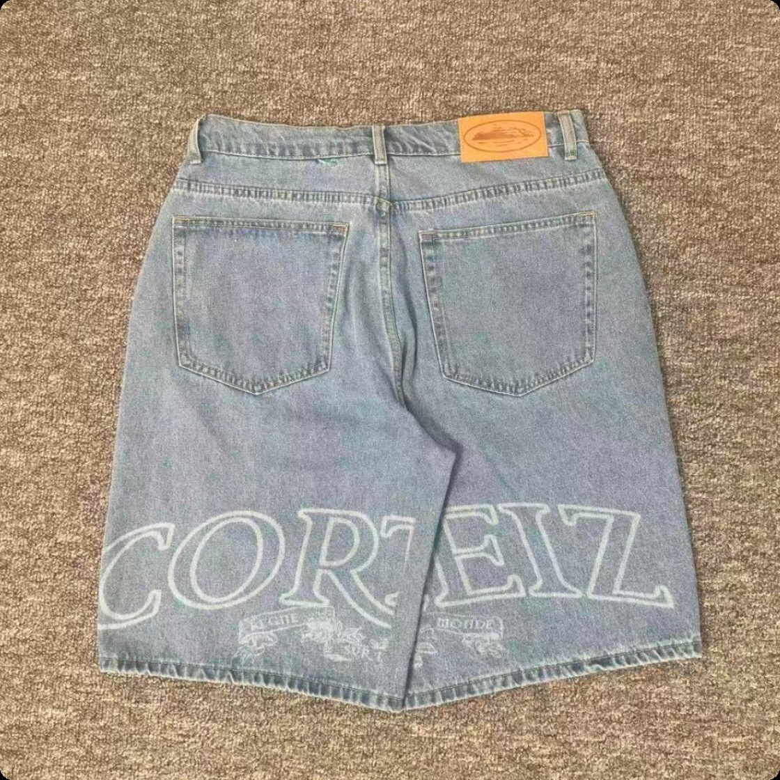 Pantalones Cortos Casuales de Mezclilla Alcatraz con Bordado de Estrella, Estilo Americano Vintage, Desgastados, a la Moda