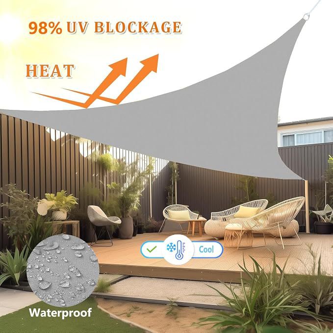Household Triangular Rainproof Sunshade Sail, Yard Patio Sunshade Canopy, Tear-Resistant Outdoor Tarpaulin
