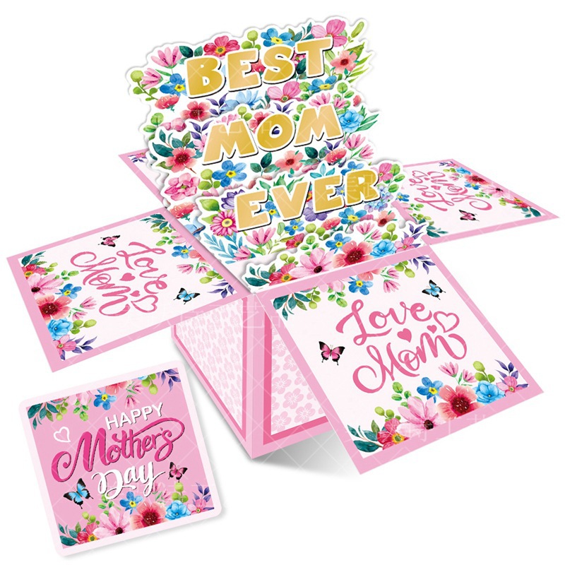 Decoración de fiesta del día de la madre transfronteriza 3D caja tridimensional decoración de cumpleaños de mamá decoración de regalo del día de la madre