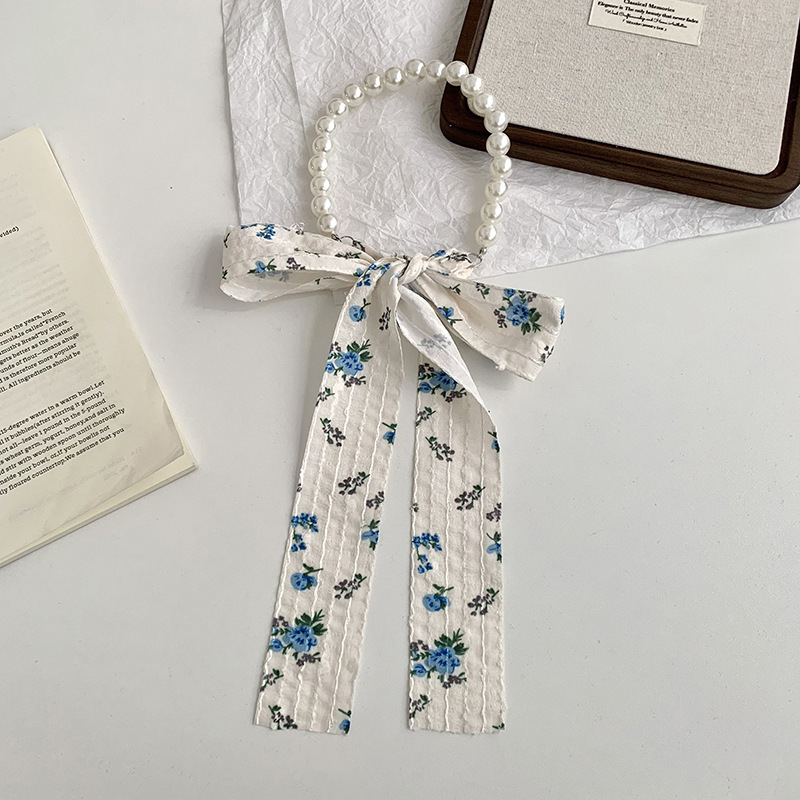 Collar de perlas, diadema, pequeño pañuelo de seda largo, vestido de niña de alta calidad, cinta, decoración de cinta, bufanda, cinturón