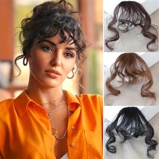 Latin American Curly Bangs Women's Wool Curly Wig Air Bangs Natural Fluffy Hair Forehead Fake Bangs