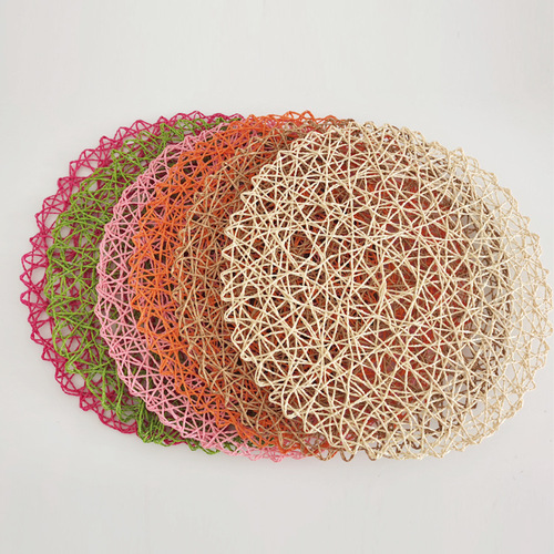 Modern simple thin paper rope placemat round random woven dining table insulation pad paper rope decorative pad table mat coaster