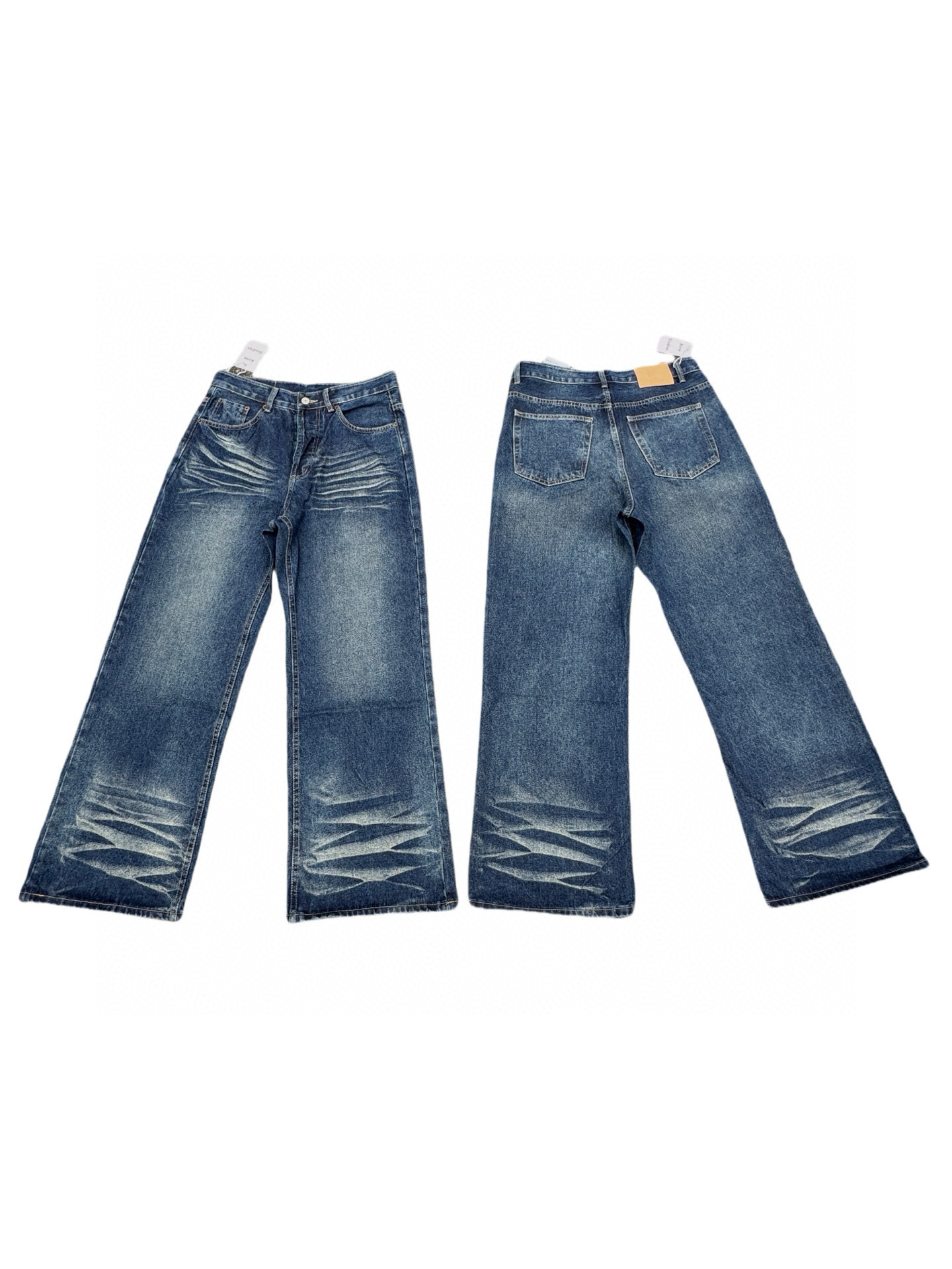 Style Oversized Washed Denim Pants – Baggy Streetwear Jeans With Ripple Effect & Distressed Detailing"_voghion.com