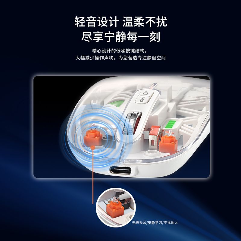 크로스보더 공장 무선 Bluetooth 듀얼 모드 투명 마우스 대전체 디스플레이 컴