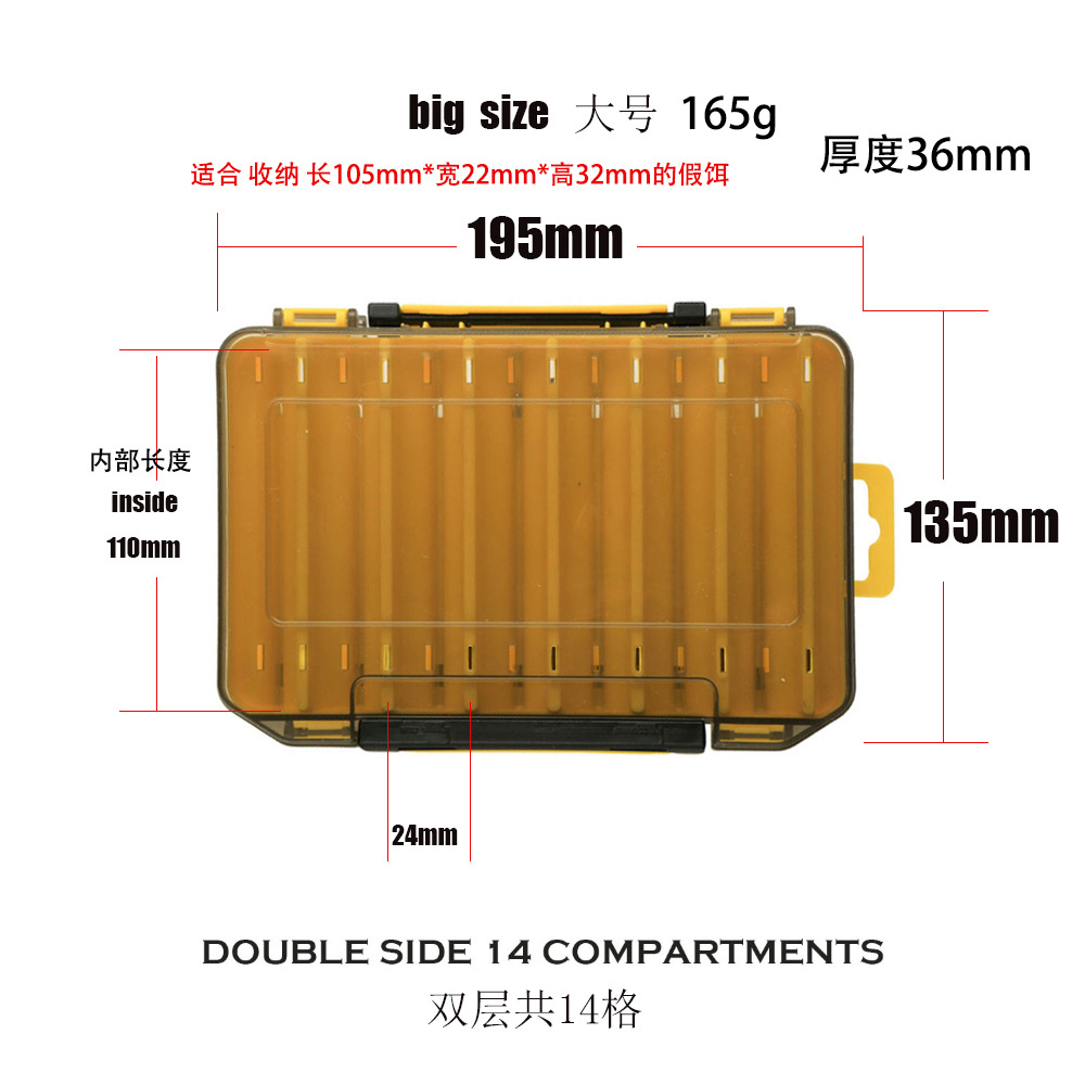 Caja de cebo Luya Caja de cebo de doble cara Caja de cebo de doble capa Caja de herramientas Caja de cebo duro Almacenamiento Mino Fábrica de lápices Caja de artes de pesca al por mayor