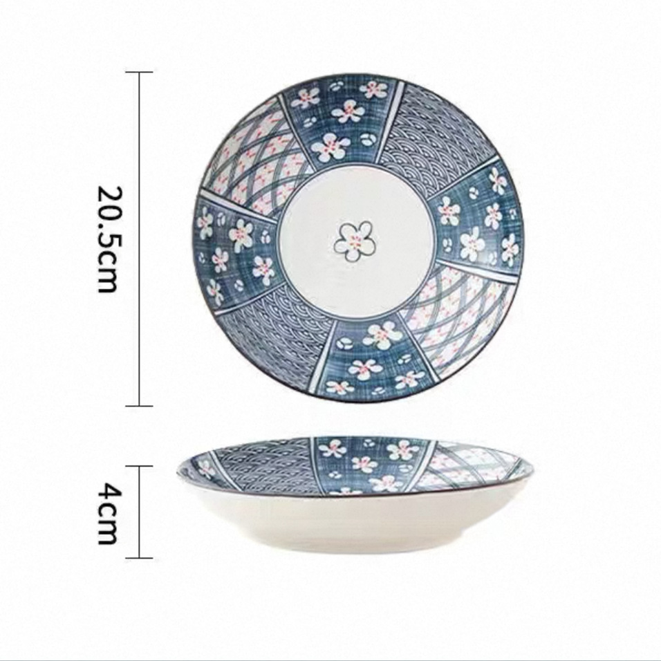 Vintage japonés de 8 pulgadas de profundidad esmaltado plato de color de alta cara plato de filete plato de ensalada