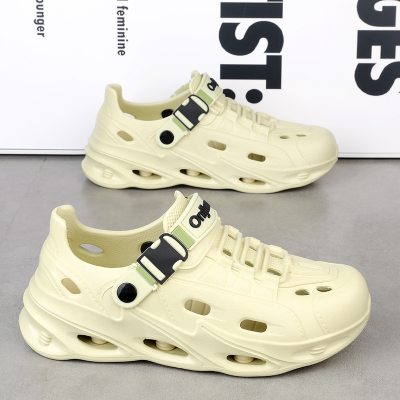 Sandalias con todo incluido, verano para hombres, nuevos zapatos con agujeros de tendencia, sandalias de suela gruesa con absorción de impactos, zapatos de playa cómodos y transpirables