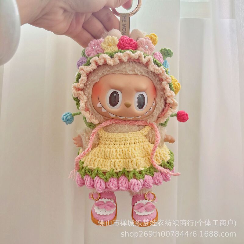 Labubu Baby Clothes, Original Hairpin Hairband, Handmade Woolen Knitted Replacement Headgear