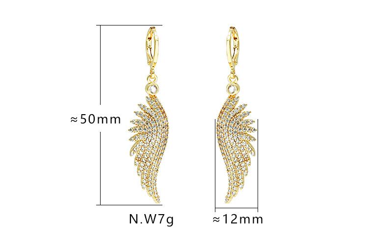 New Angel Wings Pendant Copper Inlaid Zircon Earrings Wholesale Nihaojewelry display picture 1