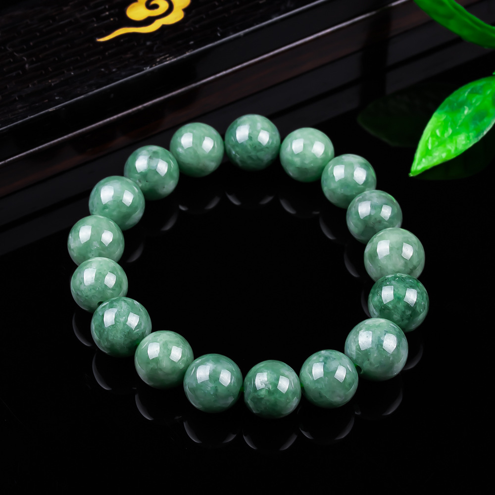 Authentic Grade A jadeite, full color, 13mm round bead bracelet, exquisite jade jewelry gift, factory wholesale supply.