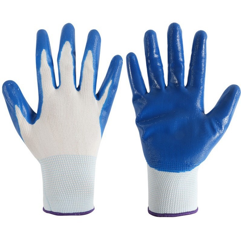 丁晴浸胶手套十三针尼龙丁青耐磨乳胶手套涂胶手套 挂胶劳保手套