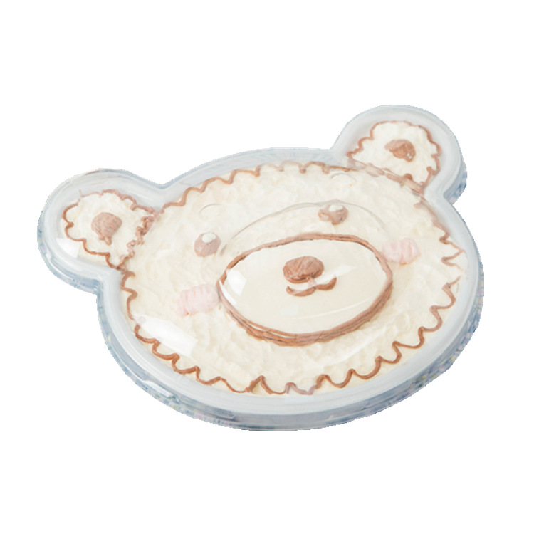 Cabeza de oso caja de pastel transparente embalaje para hornear postre mousse Bento caja de embalaje de cumpleaños para niños