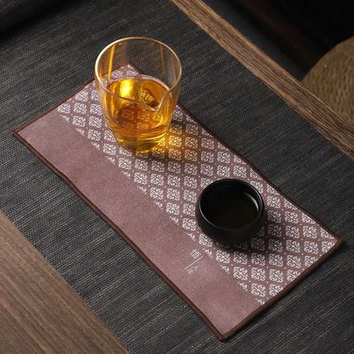 Double-sided velvet Chinese-style traditional painting, thickened Zen-inspired water-absorbent Japanese tea mat, tablecloth, pot-cleaning and dry-pouring tea towel, tea ceremony accessory