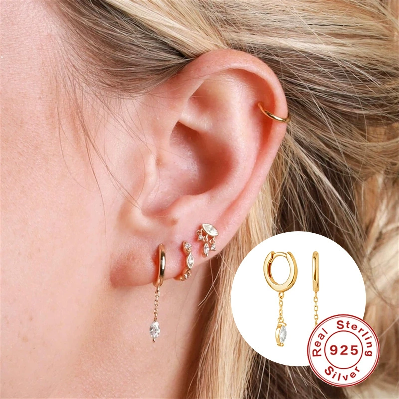 Fashionable pendant with tassels, universal earrings, accessory, silver 925 sample, Korean style, internet celebrity, light luxury style