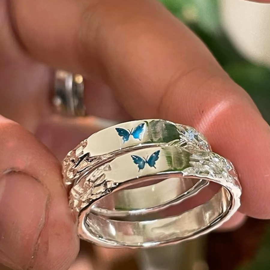Butterfly Couple Ring New Explosive Light Luxury High Sense Men's and Women's Bracelet Design Niche Unique Pair Ring Pair