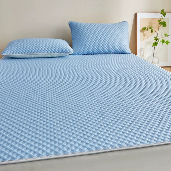 Rice grid sky blue [cool ice bean mat]