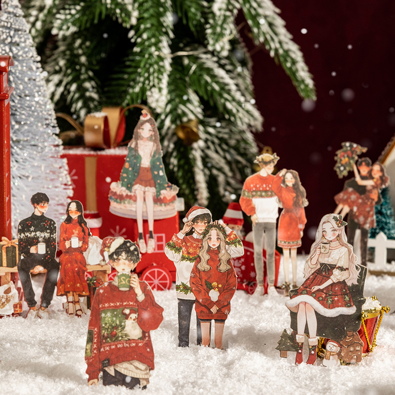 Ketchup Girl Christmas Theme Personajes sin pegatinas de borde blanco Maravillosa Nochebuena Transfronteriza Hand Cardage Material de bricolaje