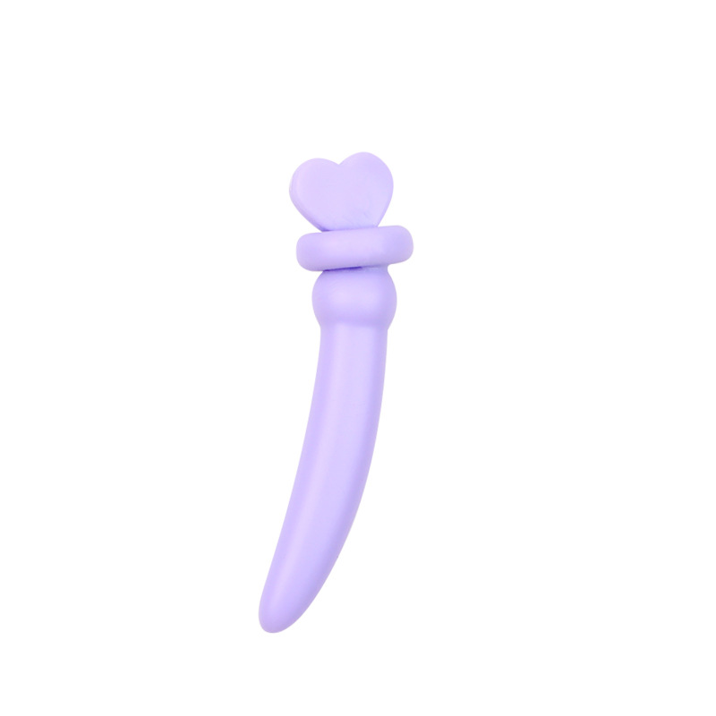 Cartoon Crescent Anal Plug, Purple Bear TPE Design, Smooth Non-Vibrating Insert — detail image 7