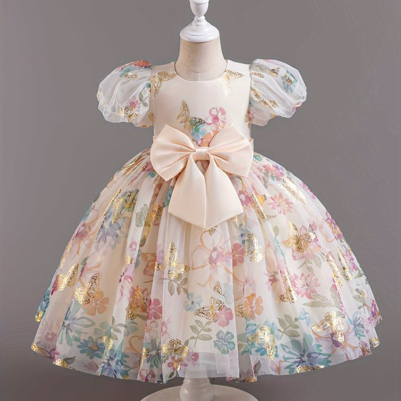 Floral mesh princess dress girl Party attire kids clothes|undefined