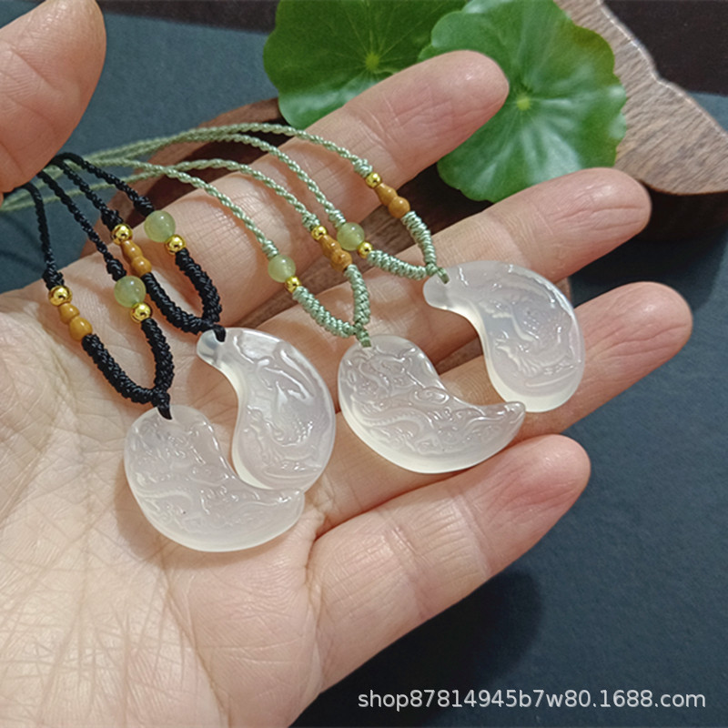Chinese-Style White Chalcedony Dragon and Phoenix Pendant for Couples, White Agate Birthday Gift, Popular on Douyin and Dewu Chinese-Style White Chalcedony Dragon and Phoenix Pendant for Couples, White Agate Birthday Gift, Popular on Douyin and Dewu