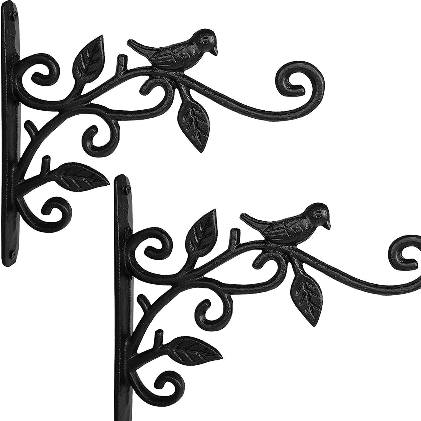 悬挂式植物支架,鸟铸铁装饰墙壁花盆挂钩,户外支架挂钩 壁挂花架