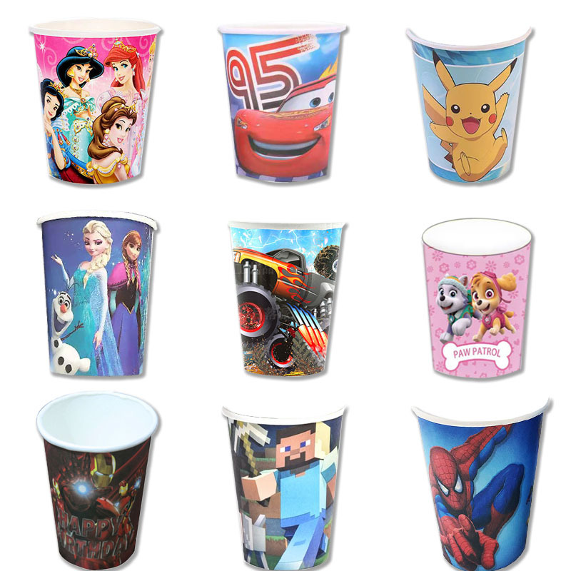 跨境亚马逊生日派对聚会一次性卡通纸杯水杯热饮杯咖啡装饰布置