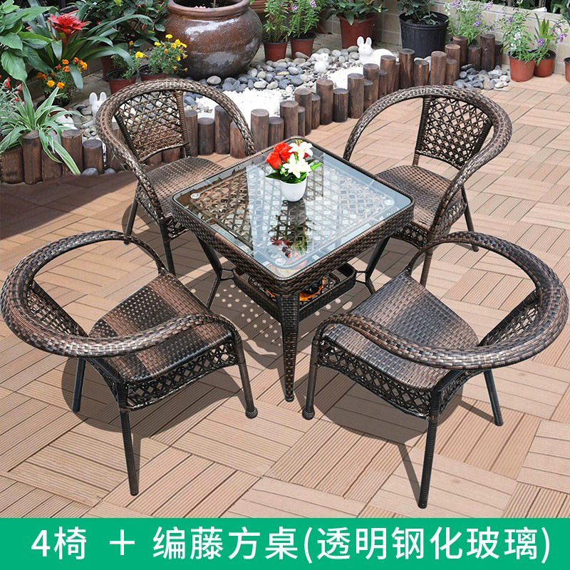[Transfronterizo] Mesas y sillas de ratán de patio al aire libre Combinación Villa al aire libre Terraza Balcón Juego de tres piezas Mesas y sillas de ocio simples image 11