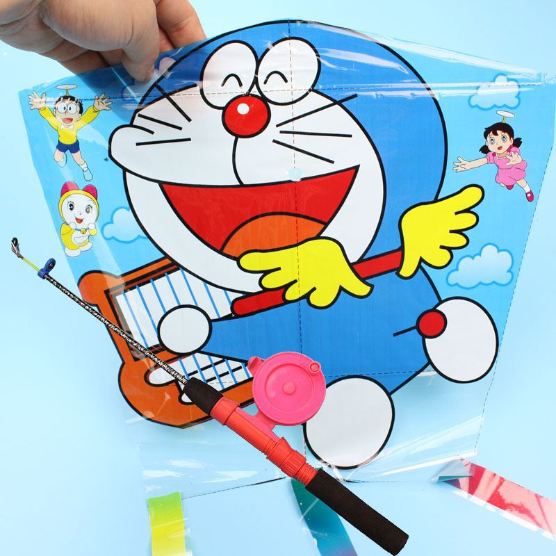 Fishing rod kite children kite trumpet Mini hold Fishing rods Breeze Nasty easily fly Cartoon Plastic Child Dedicated