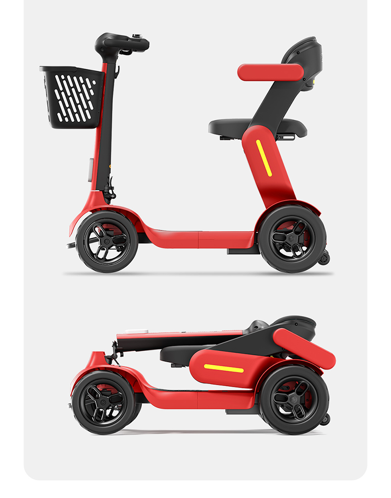 Leather bear scooter little red car S3 four-wheel electric car for the elderly foldable carrying safety moped for the elderly