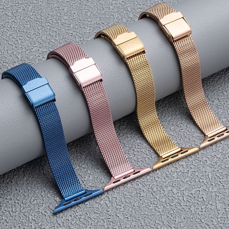 Suitable for Stainless Steel 06 Wire Mesh Strap Apple S12 Samsung Watch 6m Lanis Double Buckle Huawei Gt7 Suitable for Stainless Steel 06 Wire Mesh Strap Apple S12 Samsung Watch 6m Lanis Double Buckle Huawei Gt7